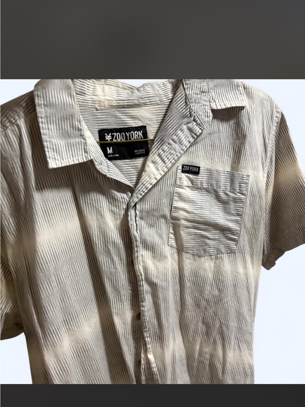 Zoo York Black and white striped Short Sleeve Button-Down Shirt